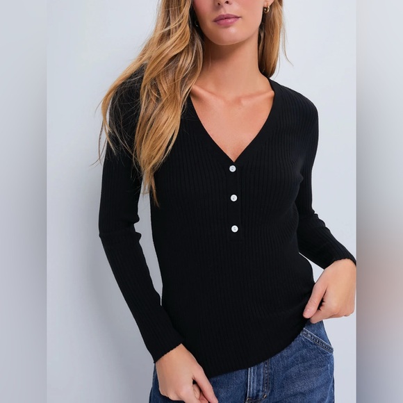 Tuckernuck Handrix Hanley Black Ribbed  Sweater Top Size XS - Picture 4 of 17
